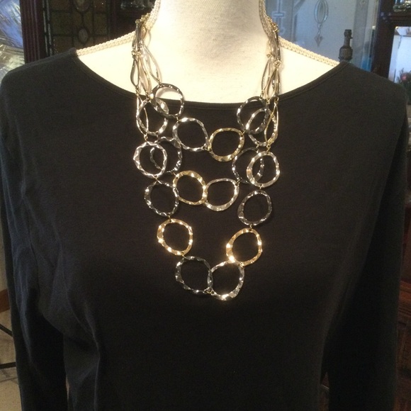 Erica Lyons Gold-Tone/Silver-Tone Layered 3-strand Necklace - Picture 1 of 9